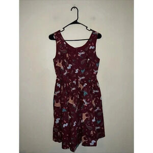 Modcloth Optimistic Effect Woodland Creature Critter Sleeveless Dress Small